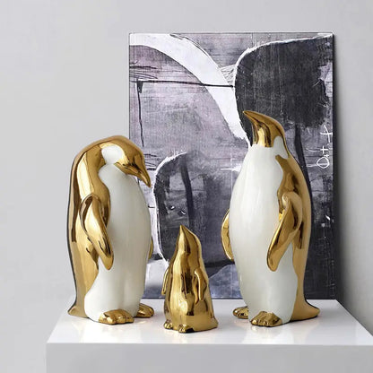 ペンギン　置物　リッチ　ゴールド　シルバー　