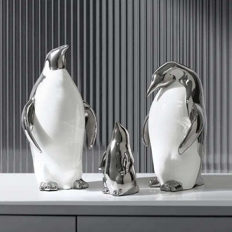 ペンギン　置物　リッチ　ゴールド　シルバー　