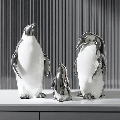 ペンギン　置物　リッチ　ゴールド　シルバー　