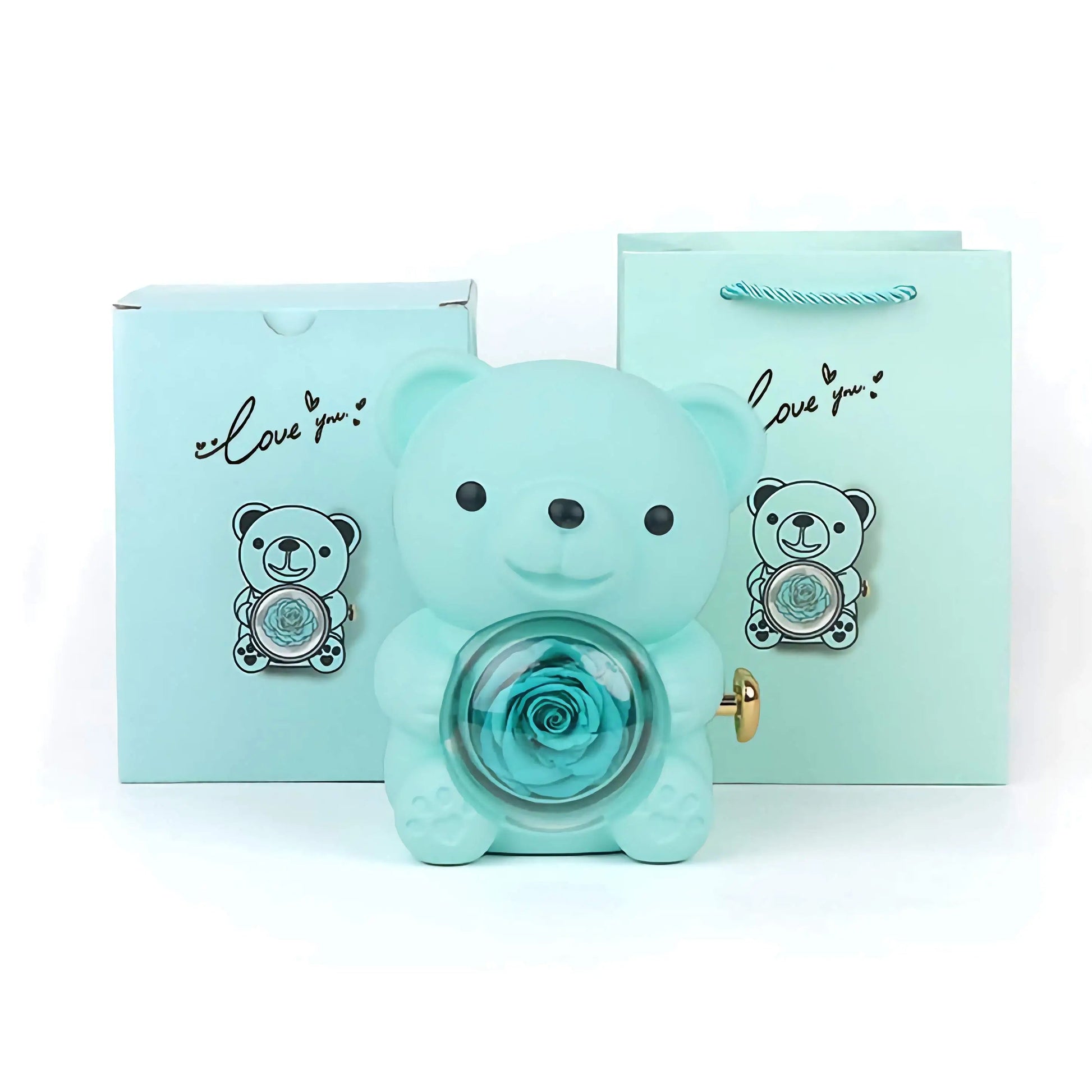 回転するクマのギフトボックス ジュエリーボックス　ギフト　誕生日プレゼント ライトブルー - ルクスシャル　LuxeChar