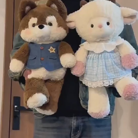 ぬいぐるみ　キツネ　ヒツジ　ゾウ　クマ　ウサギ　オオカミ　ネコ　デニム　スカート　ビデオ